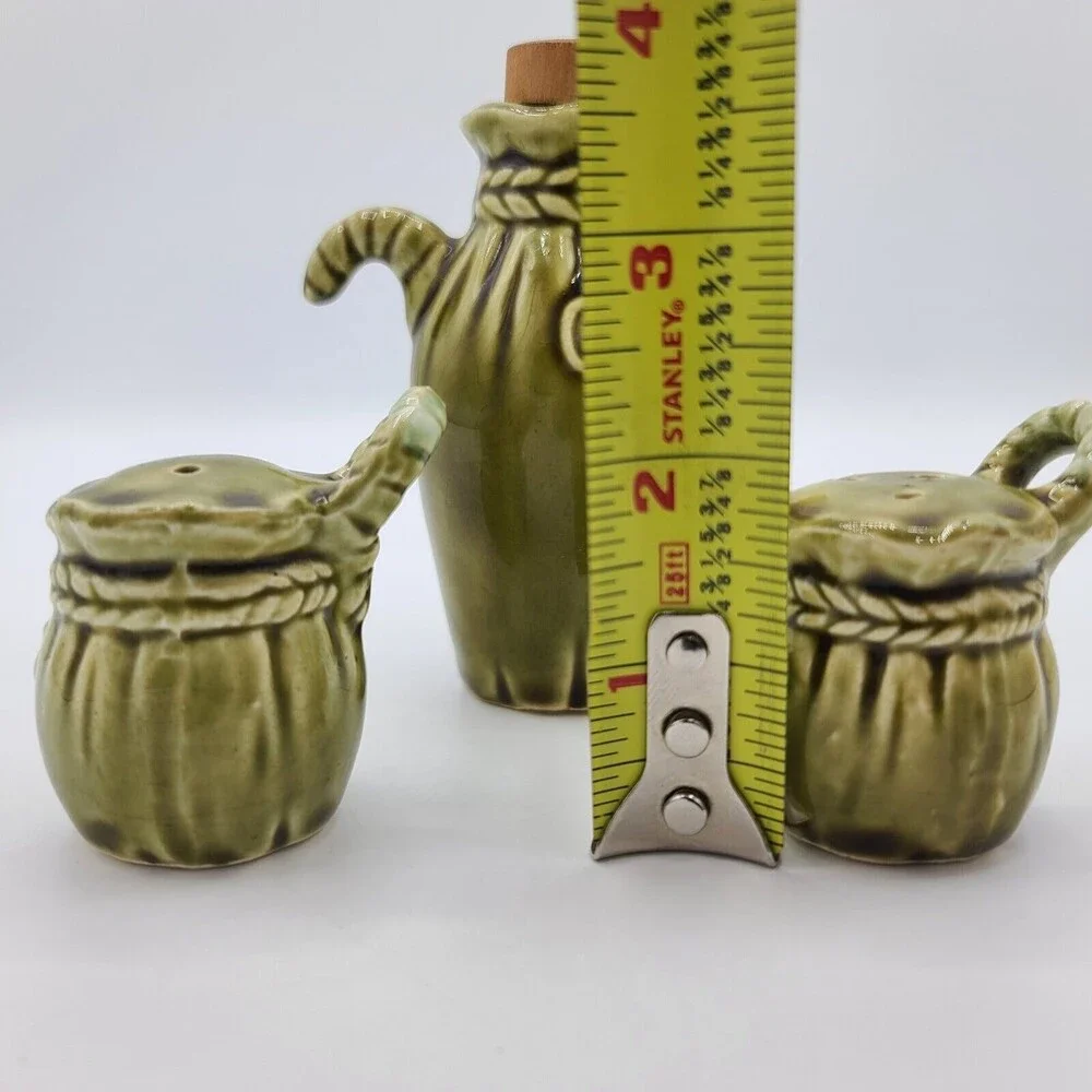 Vintage Ceramic Pack Donkey Salt Pepper Oil Green Japan Replacement Pieces
